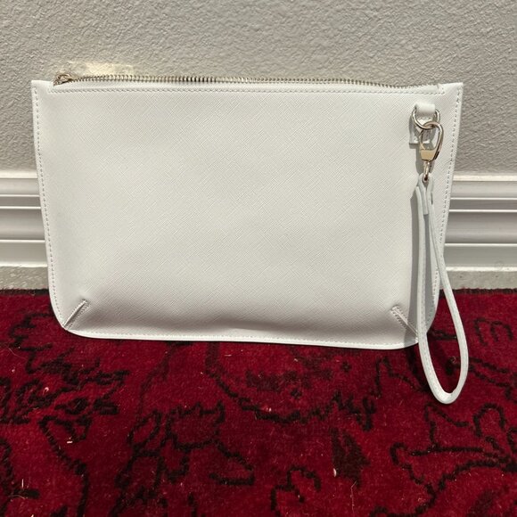 NWT White House Black Market White Floral Faux Leather Clutch/Wristlet - Picture 2 of 5